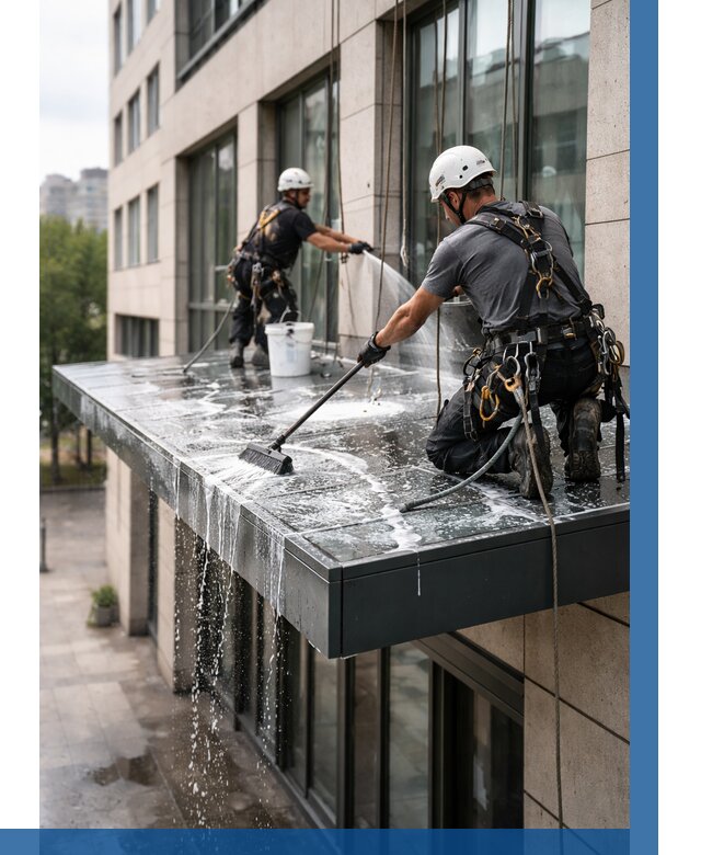 Мойка козырьков и навесов в Кореновске от 3627 р. | ВЫСОТНИК-Кнв