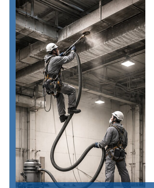 Обеспыливание потолочных конструкций в Кореновске промышленным альпинизмом