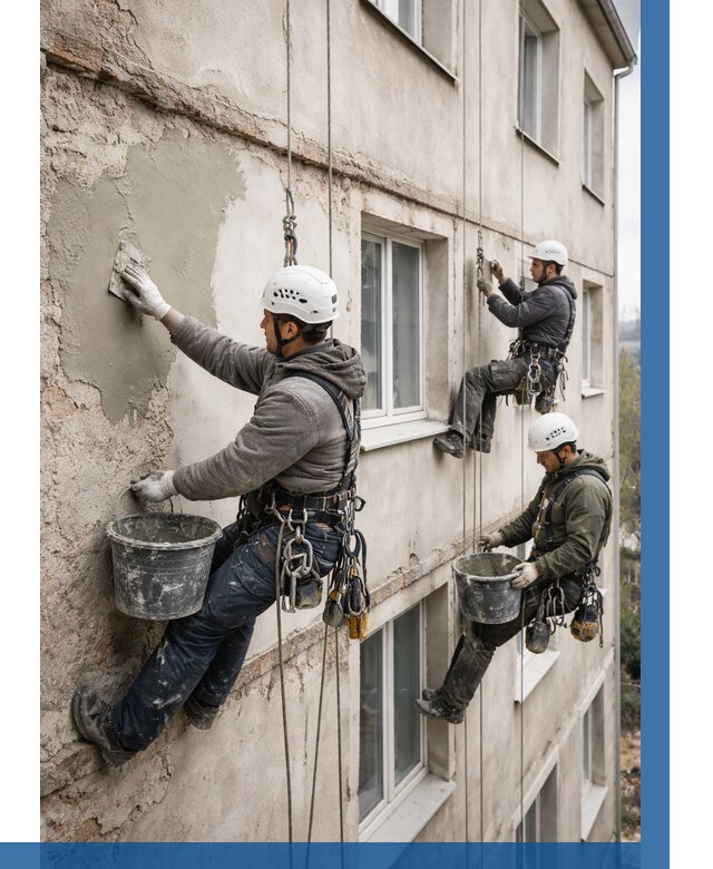 Ремонт штукатурного фасада в Кореновске от 777 р. под ключ | ВЫСОТНИК-Кнв