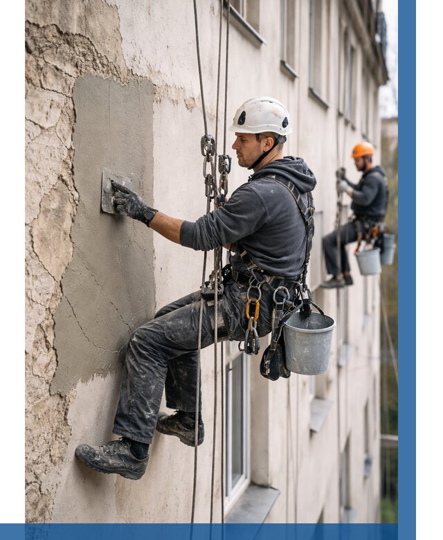 Восстановление штукатурки фасада в Кореновске от 1244 р. | ВЫСОТНИК-Кнв