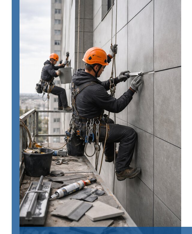 Профессиональный ремонт фасада из керамогранита в Кореновске