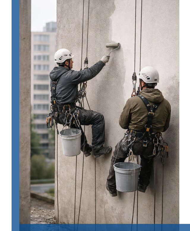 Покраска фасадов высотными альпинистами в Кореновске с гарантией