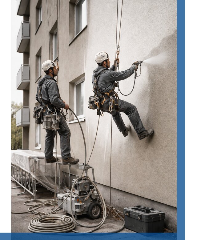 Безвоздушная покраска фасада в Кореновске от 228 р/м² | ВЫСОТНИК-Кнв