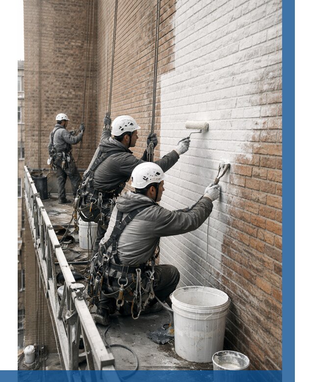 Покраска кирпичного фасада в Кореновске от 363 р. | ВЫСОТНИК-Кнв