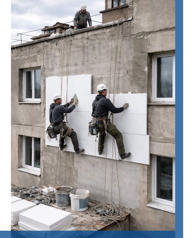 Утепление фасада пенополистиролом в Кореновске от 1866 р. | ВЫСОТНИК-Кнв