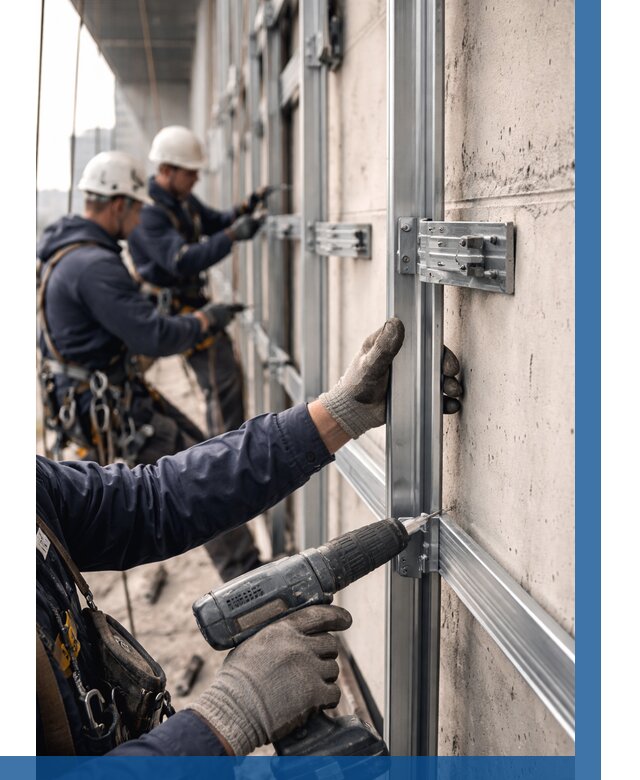 Монтаж подсистемы вентфасада в Кореновске от 881 р. | ВЫСОТНИК-Кнв