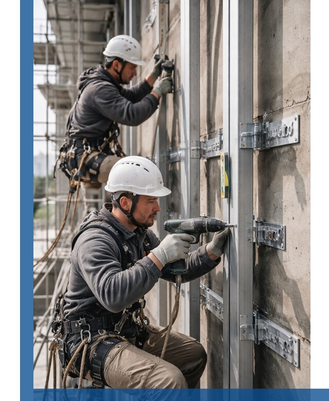 Монтаж и крепление подсистемы вентфасада в Кореновске