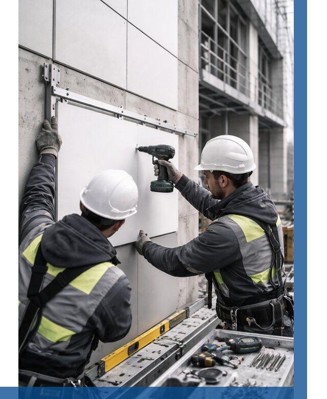 Монтаж композитных панелей фасада в Кореновске от 2591 р. | ВЫСОТНИК-Кнв