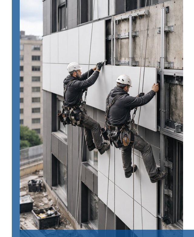 Монтаж композитных панелей фасада в Кореновске под ключ