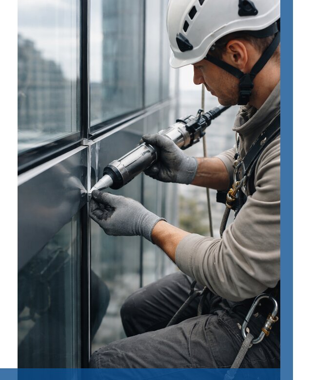 Герметизация стыков витража в Кореновске от 1244 р. | ВЫСОТНИК-Кнв