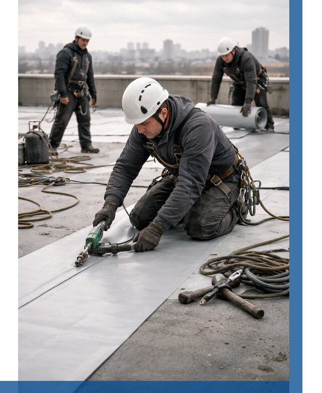 Ремонт мембранной кровли в Кореновске от 1866 р./м2 | ВЫСОТНИК-Кнв