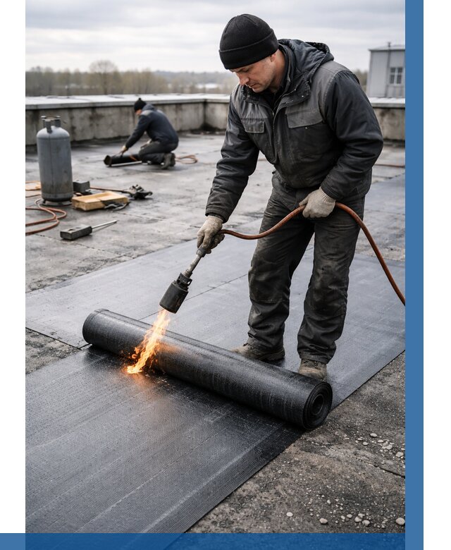 Ремонт наплавляемой кровли в Кореновске от 725 р. | ВЫСОТНИК-Кнв