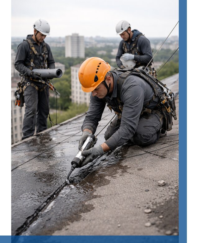 Устранение протечек кровли в Кореновске от 12437 р. | ВЫСОТНИК-Кнв