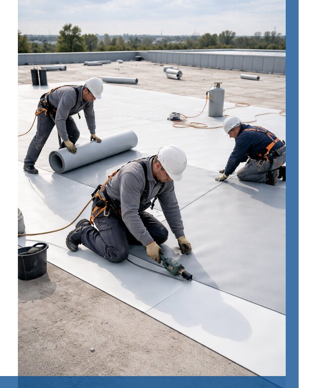 Монтаж мембранной кровли под ключ в Кореновске от 1244 р. | ВЫСОТНИК-Кнв