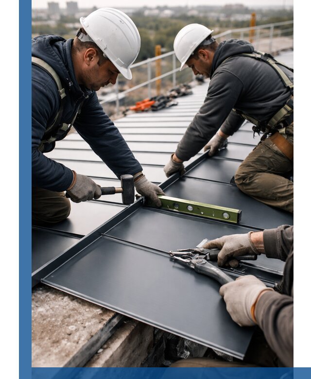 Монтаж фальцевой кровли в Кореновске для промышленных зданий