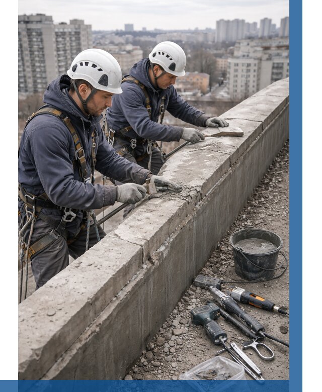 Ремонт парапета на кровле в Кореновске от 1555 р. | ВЫСОТНИК-Кнв