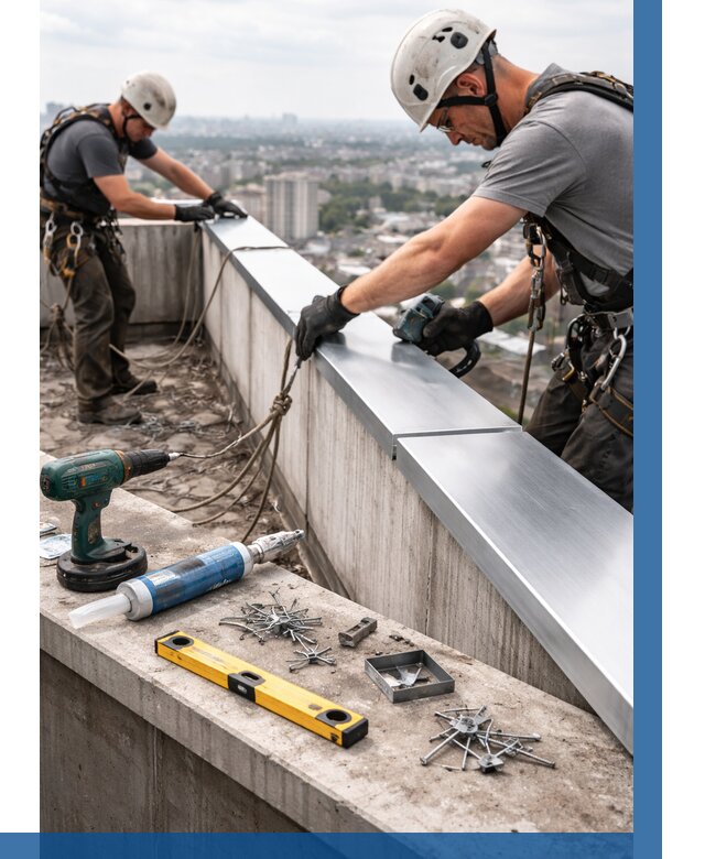 Монтаж парапетных крышек в Кореновске от 829 р. | ВЫСОТНИК-Кнв