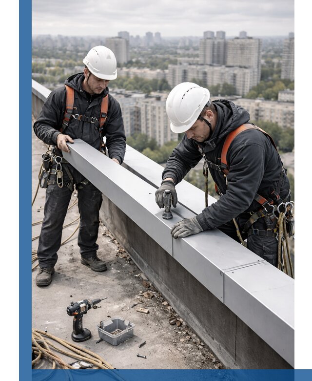 Монтаж парапетных крышек и ограждений кровли в Кореновске