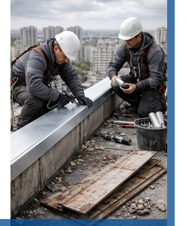 Замена парапетных крышек под ключ в Кореновске от 1244 р. | ВЫСОТНИК-Кнв