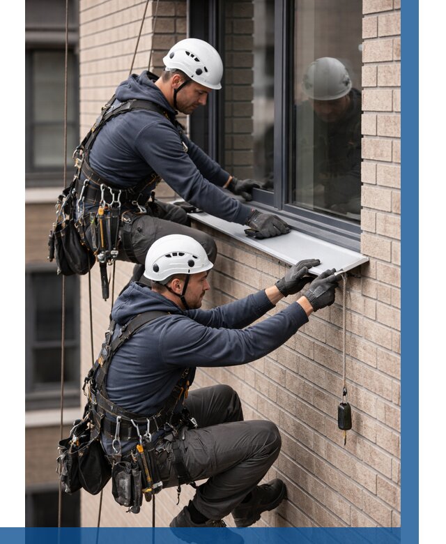 Монтаж оконных отливов под ключ в Кореновске от 3627 р. | ВЫСОТНИК-Кнв