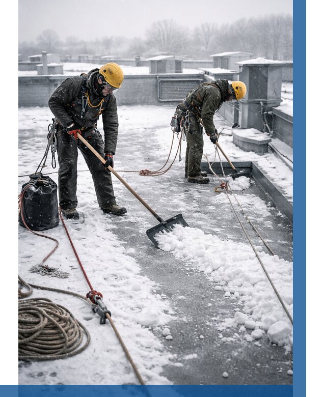 Очистка крыши от снега в Кореновске от 7773 р. | ВЫСОТНИК-Кнв