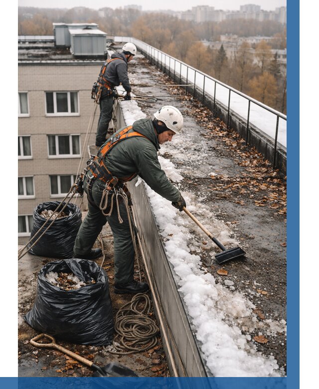 Очистка кровли по периметру в Кореновске от 570 р. | ВЫСОТНИК-Кнв