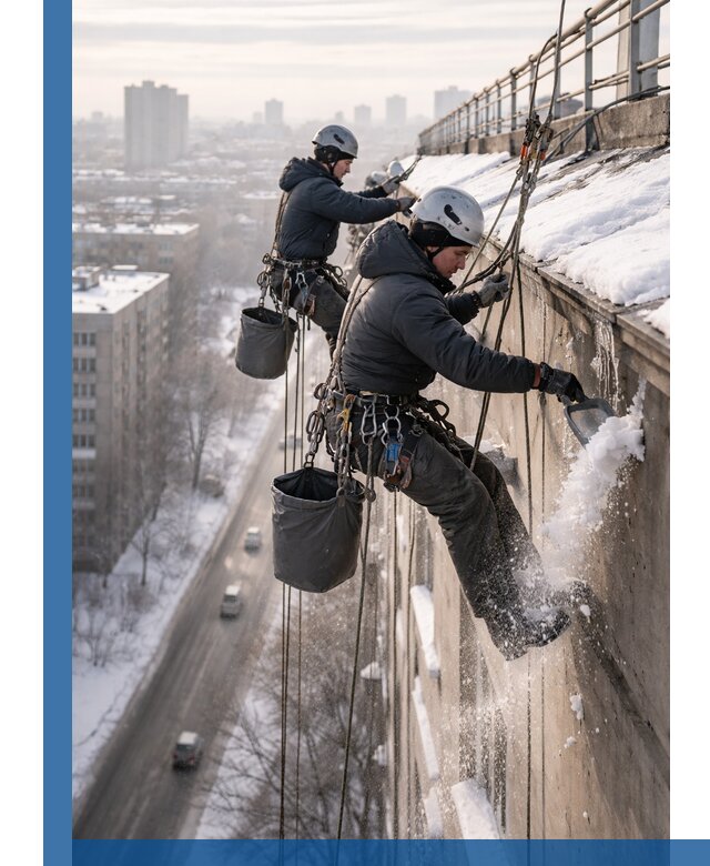 Очистка карнизов от снега в Кореновске профессионально и безопасно