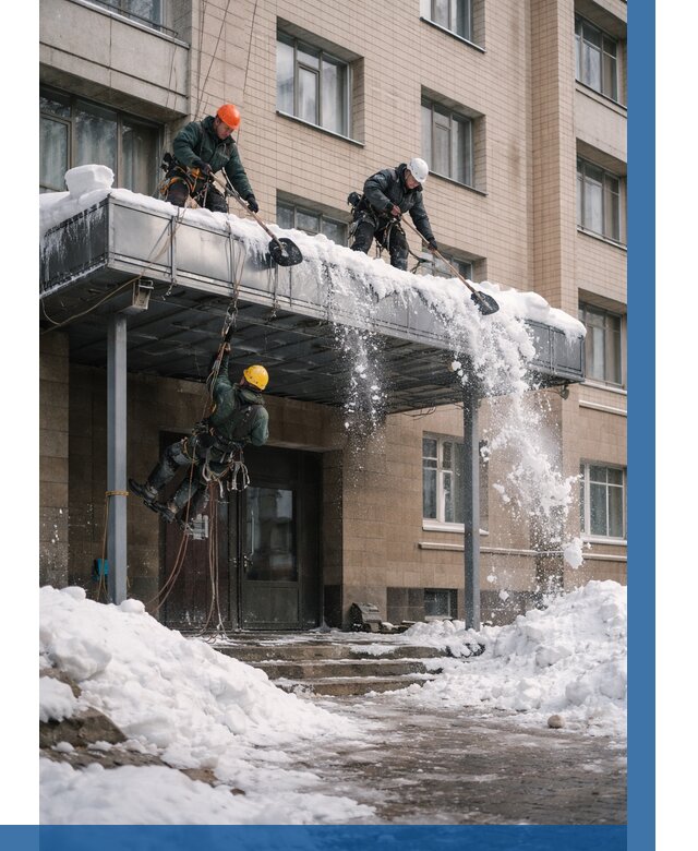 Очистка козырьков от снега в Кореновске от 3627 р. | ВЫСОТНИК-Кнв