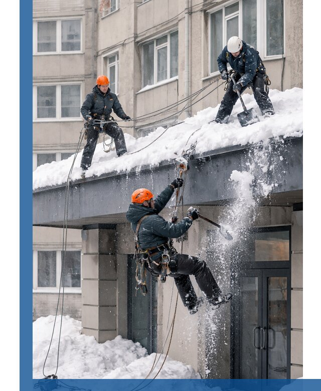 Безопасная очистка навесов от снега в Кореновске круглогодично