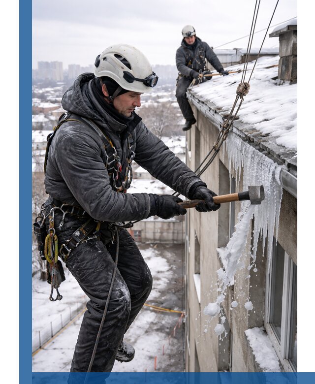 Сбивание и удаление сосулек с крыши в Кореновске безопасно