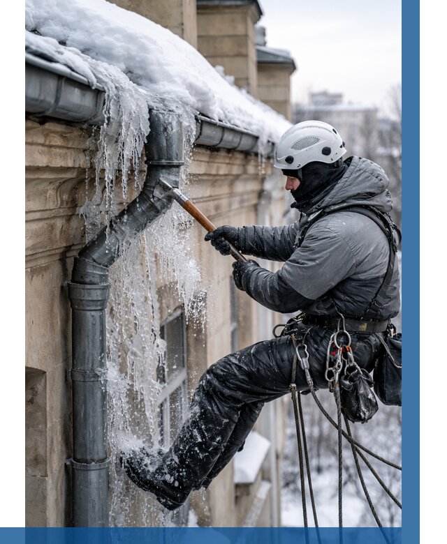 Очистка водостоков от льда в Кореновске от 3627 р. | ВЫСОТНИК-Кнв