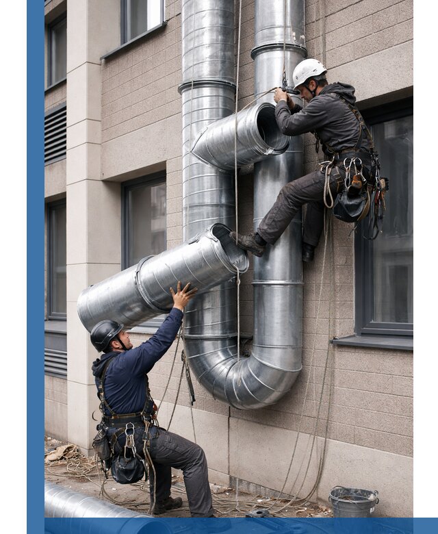 Монтаж фасадных воздуховодов в Кореновске с герметизацией и крепежом