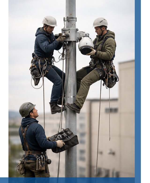 Установка видеокамер на мачте в Кореновске от 8809 р. | ВЫСОТНИК-Кнв