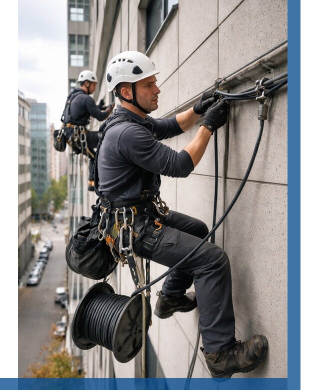 Прокладка кабеля по фасаду в Кореновске от 363 р. | ВЫСОТНИК-Кнв