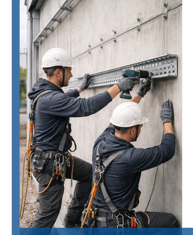 Монтаж кабельных лотков на фасаде зданий в Кореновске с гарантией