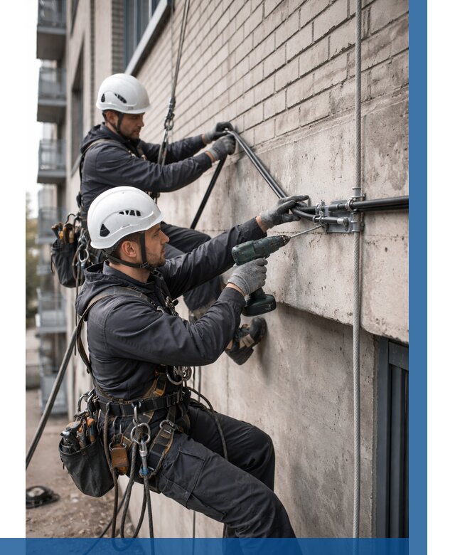 Крепление кабеля на фасаде в Кореновске от 363 р. | ВЫСОТНИК-Кнв