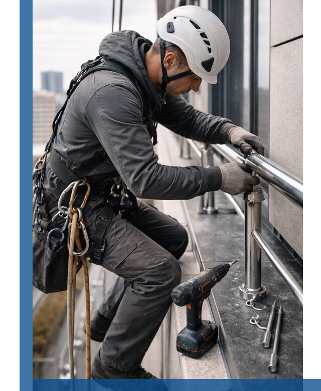 Монтаж ограждений на высоте в Кореновске для зданий и конструкций