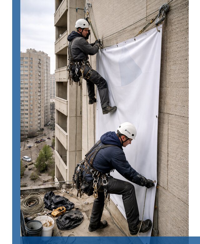 Профессиональный монтаж баннеров на фасаде в Кореновске