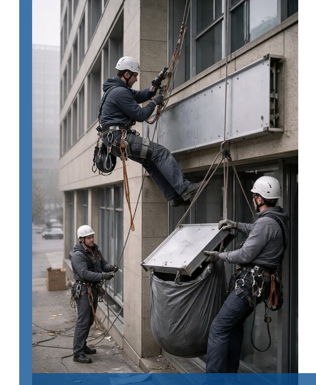 Демонтаж рекламной вывески с высотными работами в Кореновске