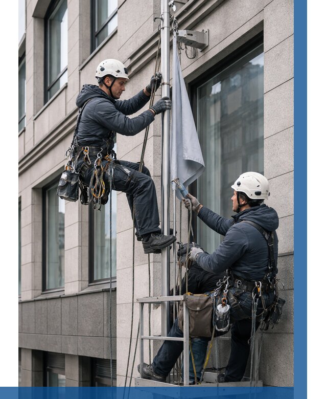 Установка флагов на фасаде в Кореновске от 4664 р. | ВЫСОТНИК-Кнв