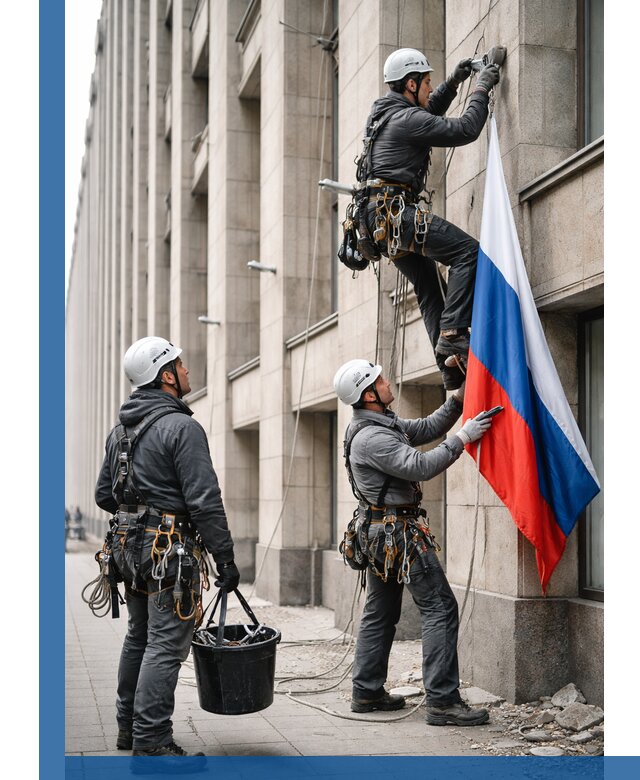 Профессиональная установка флагов на фасаде в Кореновске