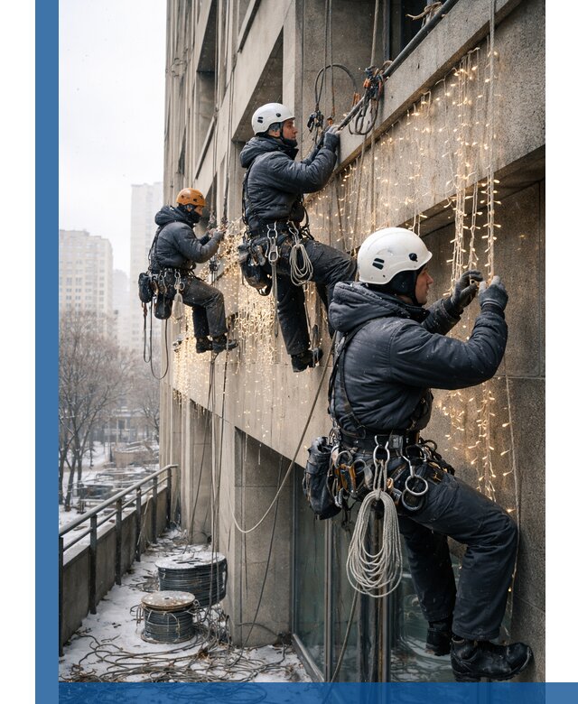 Монтаж новогодней иллюминации и украшение фасадов в Кореновске