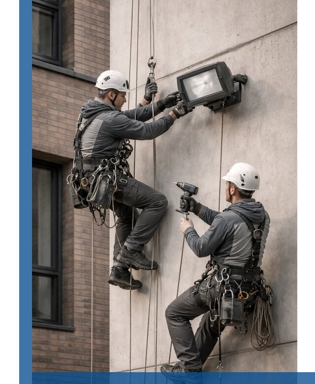 Профессиональный монтаж фасадных прожекторов в Кореновске под ключ