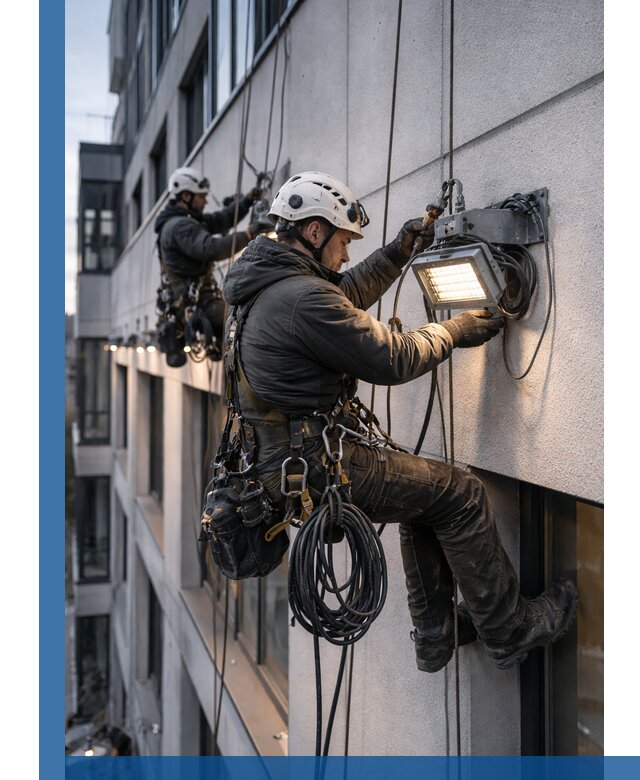 Монтаж фасадного освещения в Кореновске установка и подключение