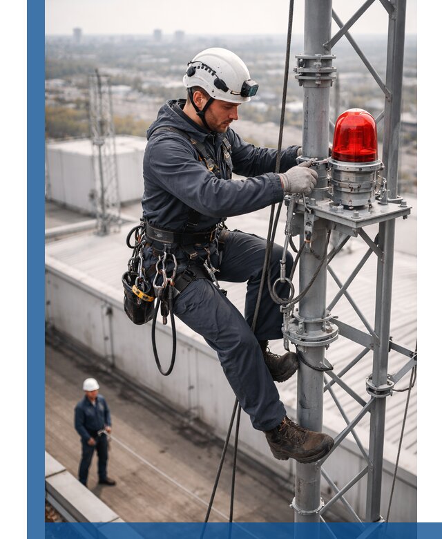 Монтаж заградительных огней и обслуживание объектов в Кореновске
