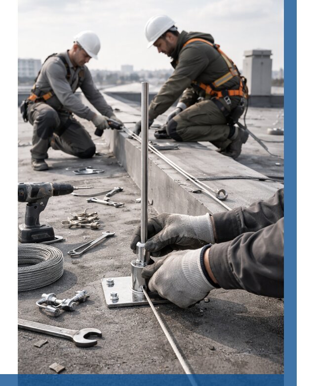 Монтаж молниезащиты на кровле в Кореновске цена от 25910 р. | ВЫСОТНИК-Кнв