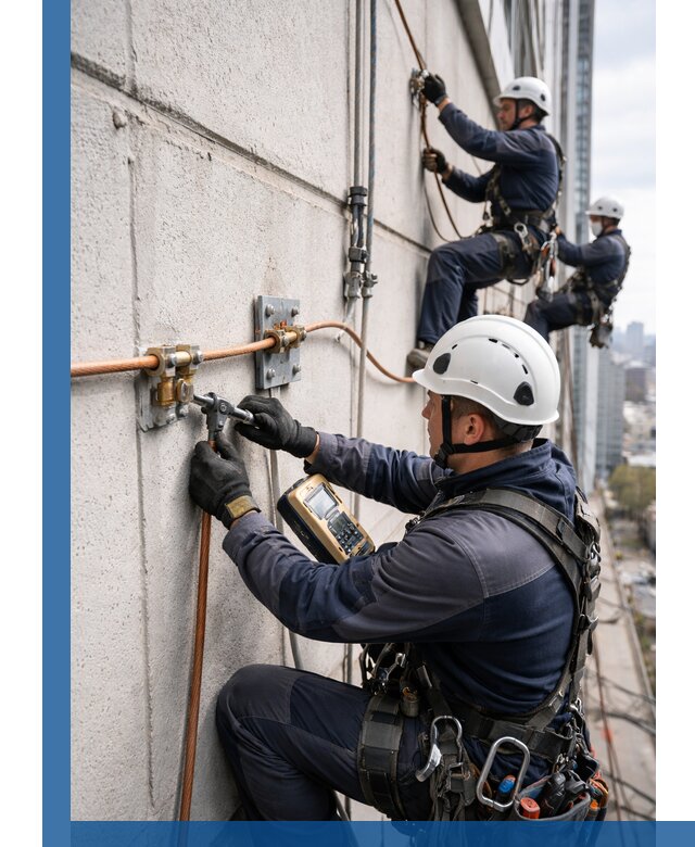 Монтаж системы заземления здания и молниезащиты в Кореновске