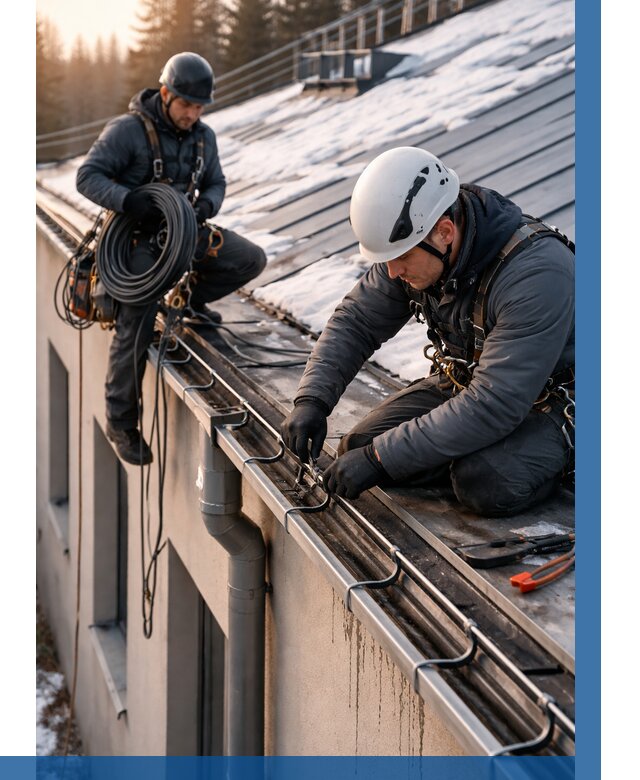 Монтаж греющего кабеля на кровле в Кореновске от 466 р. | ВЫСОТНИК-Кнв