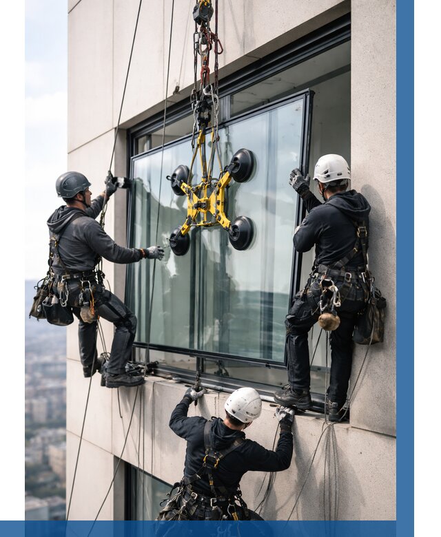 Монтаж стеклопакетов на высоте в Кореновске от 3316 р. | ВЫСОТНИК-Кнв