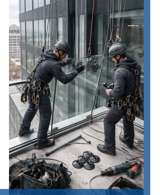 Монтаж стеклянных ограждений в Кореновске от 2591 р. | ВЫСОТНИК-Кнв